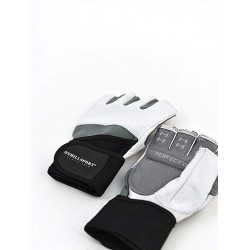 Перчатки для фитнеса с фиксатором мужские кожа белые Q10